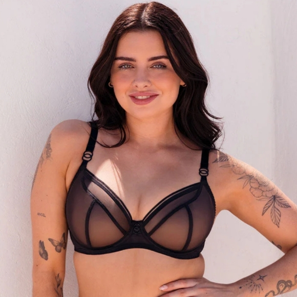 Cacique Other - NEW Curvy Kate Lifestyle Plunge Sheer Mesh Black Bra Sz 38G (UK 38F) Lingerie